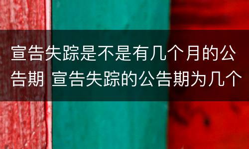 宣告失踪是不是有几个月的公告期 宣告失踪的公告期为几个月