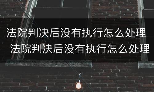 法院判决后没有执行怎么处理 法院判决后没有执行怎么处理呢