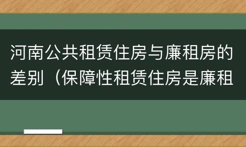 河南公共租赁住房与廉租房的差别（保障性租赁住房是廉租房吗）