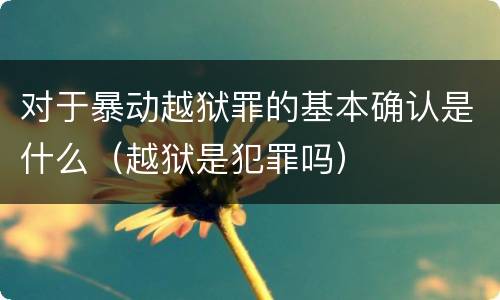 对于暴动越狱罪的基本确认是什么（越狱是犯罪吗）