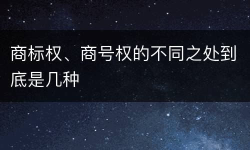 商标权、商号权的不同之处到底是几种