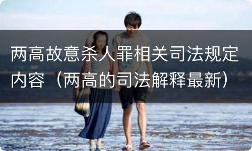 两高故意杀人罪相关司法规定内容（两高的司法解释最新）