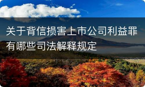 关于背信损害上市公司利益罪有哪些司法解释规定