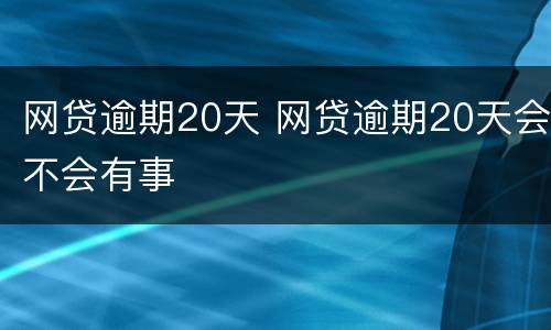 网贷逾期20天 网贷逾期20天会不会有事