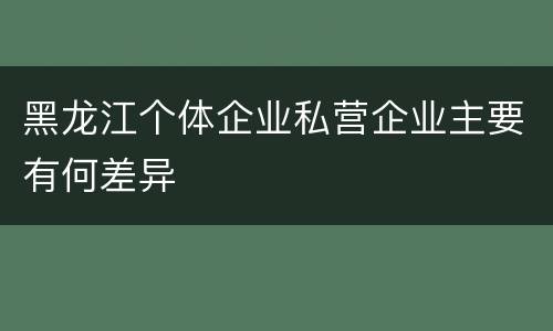黑龙江个体企业私营企业主要有何差异