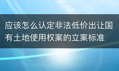 应该怎么认定非法低价出让国有土地使用权案的立案标准