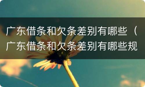 广东借条和欠条差别有哪些（广东借条和欠条差别有哪些规定）