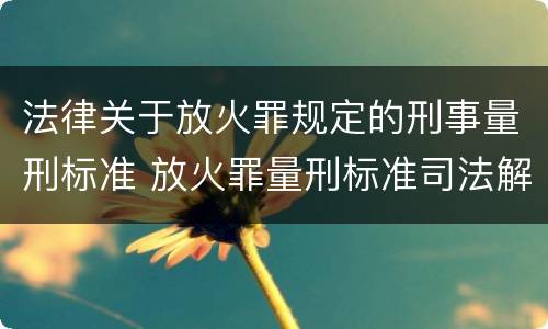 法律关于放火罪规定的刑事量刑标准 放火罪量刑标准司法解释