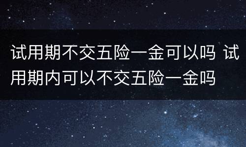 试用期不交五险一金可以吗 试用期内可以不交五险一金吗
