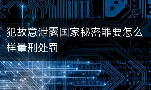 犯故意泄露国家秘密罪要怎么样量刑处罚