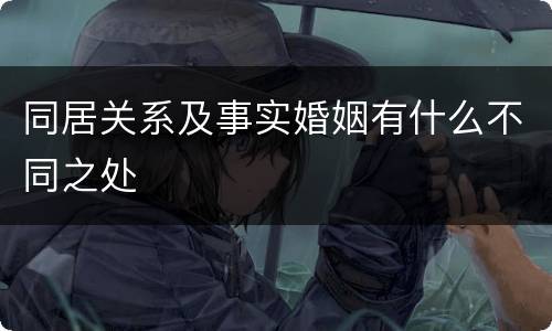 同居关系及事实婚姻有什么不同之处