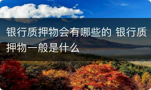 银行质押物会有哪些的 银行质押物一般是什么