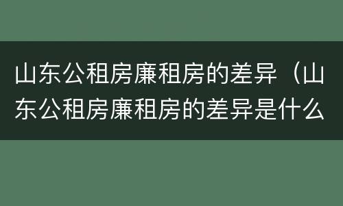 山东公租房廉租房的差异（山东公租房廉租房的差异是什么）
