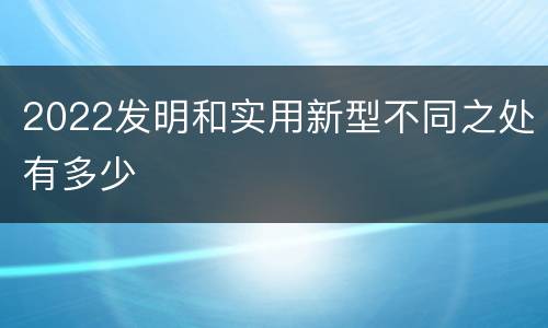 2022发明和实用新型不同之处有多少