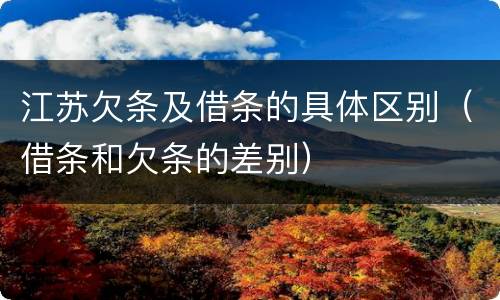 江苏欠条及借条的具体区别（借条和欠条的差别）