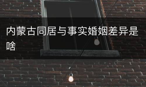 内蒙古同居与事实婚姻差异是啥