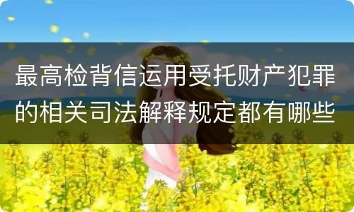 最高检背信运用受托财产犯罪的相关司法解释规定都有哪些