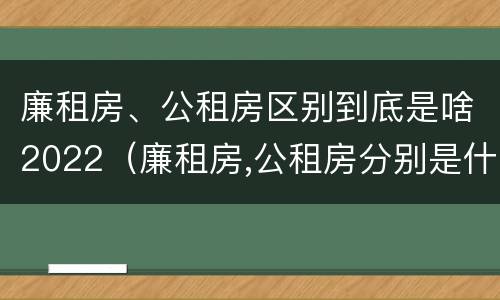 廉租房、公租房区别到底是啥2022（廉租房,公租房分别是什么意思?）