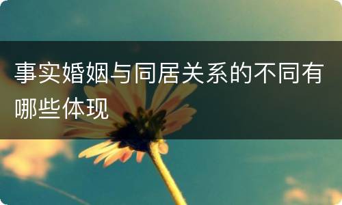 事实婚姻与同居关系的不同有哪些体现