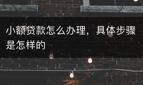 小额贷款怎么办理，具体步骤是怎样的