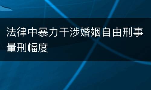 法律中暴力干涉婚姻自由刑事量刑幅度