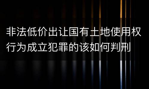 非法低价出让国有土地使用权行为成立犯罪的该如何判刑