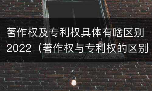 著作权及专利权具体有啥区别2022（著作权与专利权的区别）