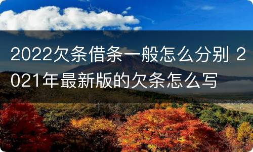2022欠条借条一般怎么分别 2021年最新版的欠条怎么写