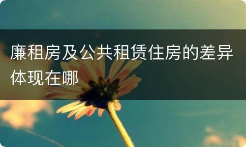 廉租房及公共租赁住房的差异体现在哪