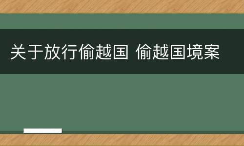 关于放行偷越国 偷越国境案