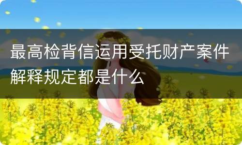 最高检背信运用受托财产案件解释规定都是什么