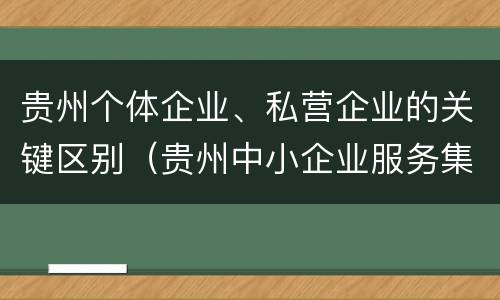 贵州个体企业、私营企业的关键区别（贵州中小企业服务集团是民营）