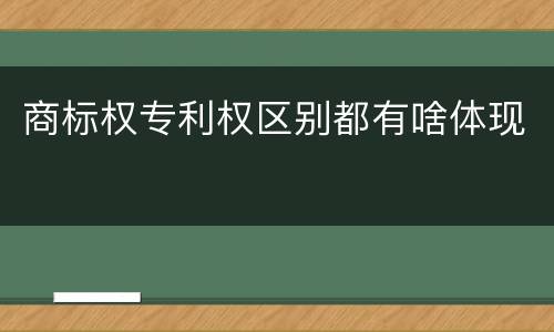 商标权专利权区别都有啥体现