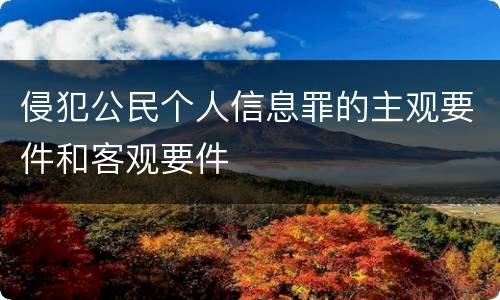 侵犯公民个人信息罪的主观要件和客观要件