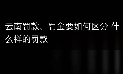云南罚款、罚金要如何区分 什么样的罚款