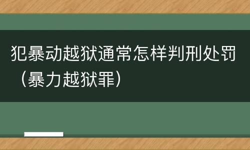 犯暴动越狱通常怎样判刑处罚（暴力越狱罪）