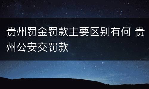 贵州罚金罚款主要区别有何 贵州公安交罚款