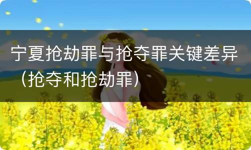 宁夏抢劫罪与抢夺罪关键差异（抢夺和抢劫罪）