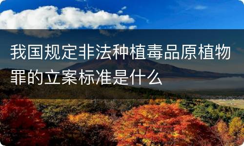 我国规定非法种植毒品原植物罪的立案标准是什么