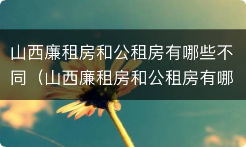 山西廉租房和公租房有哪些不同（山西廉租房和公租房有哪些不同点）