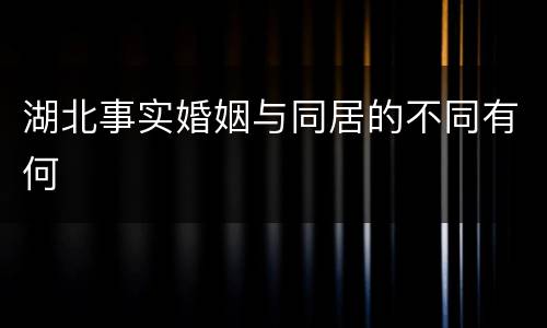 湖北事实婚姻与同居的不同有何