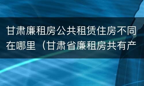 甘肃廉租房公共租赁住房不同在哪里（甘肃省廉租房共有产权管理办法）
