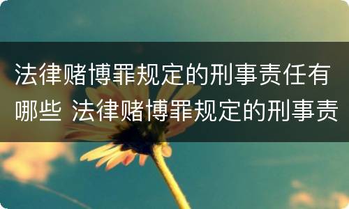 法律赌博罪规定的刑事责任有哪些 法律赌博罪规定的刑事责任有哪些内容