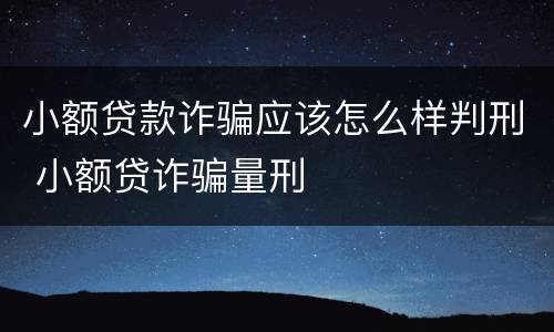 小额贷款诈骗应该怎么样判刑 小额贷诈骗量刑