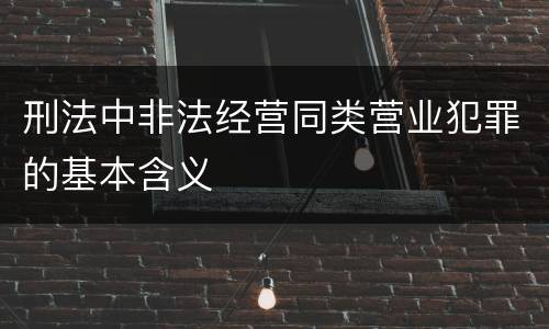 刑法中非法经营同类营业犯罪的基本含义
