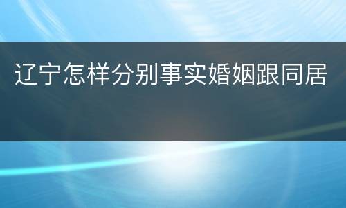 辽宁怎样分别事实婚姻跟同居