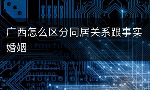 广西怎么区分同居关系跟事实婚姻