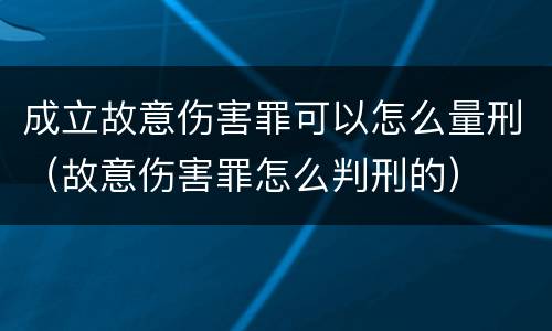 成立故意伤害罪可以怎么量刑（故意伤害罪怎么判刑的）