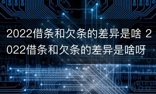 2022借条和欠条的差异是啥 2022借条和欠条的差异是啥呀