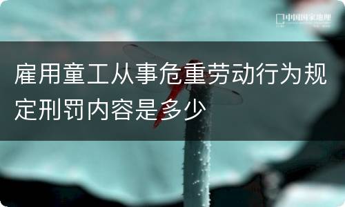 雇用童工从事危重劳动行为规定刑罚内容是多少